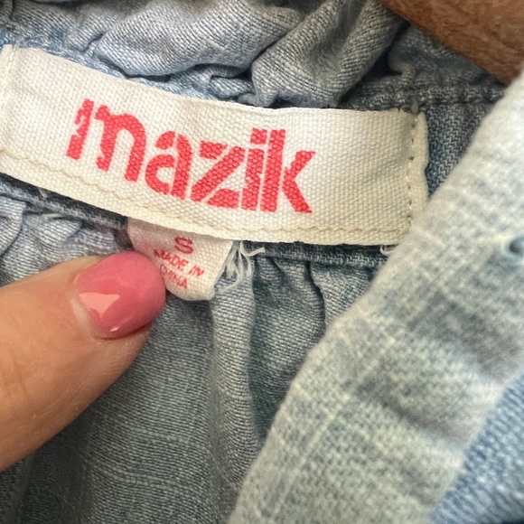 Mazik Denim Ruffle Neck Top - Picture 3 of 6
